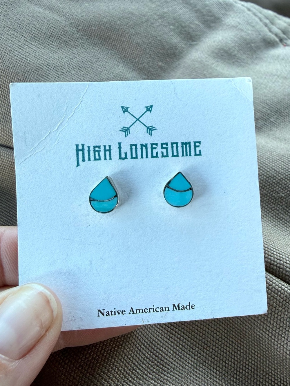 NWT - High Lonesome Turquoise Teardrop Stud Earrings